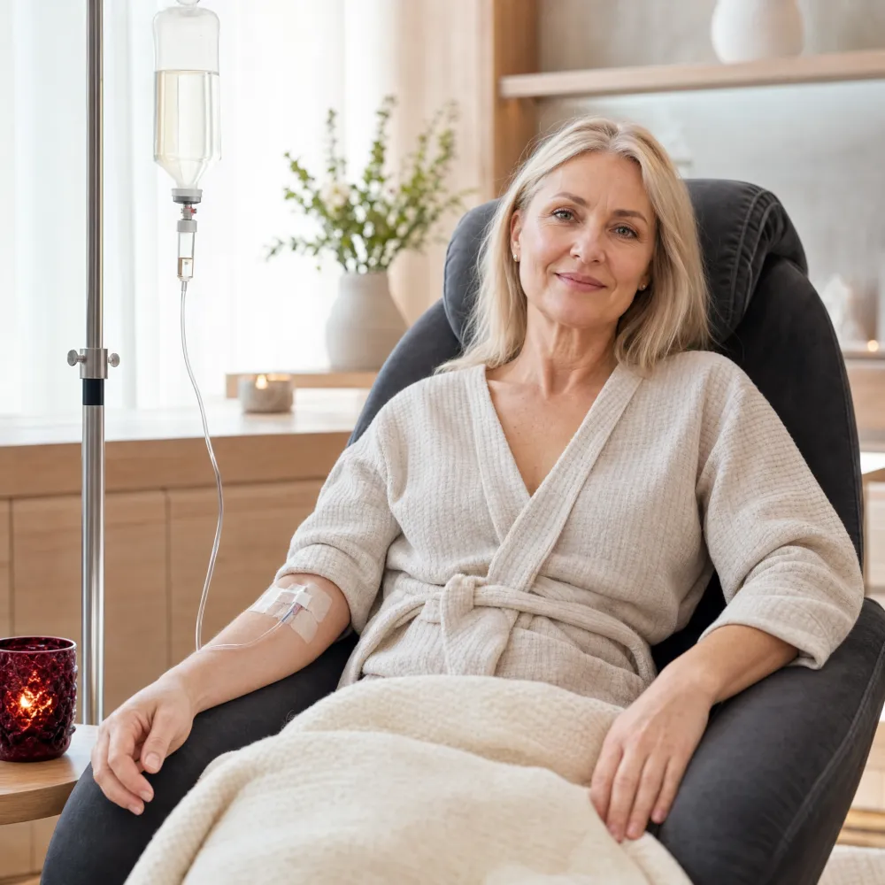 IV wellness drip set up in a calm treatment room at Activate Beauty in North Miami Beach