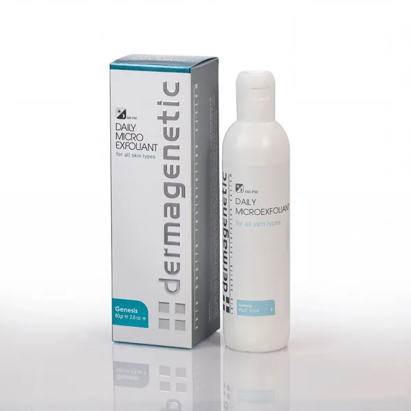 Dermagenetic Daily Microexfoliant box with its white 80 g bottle.